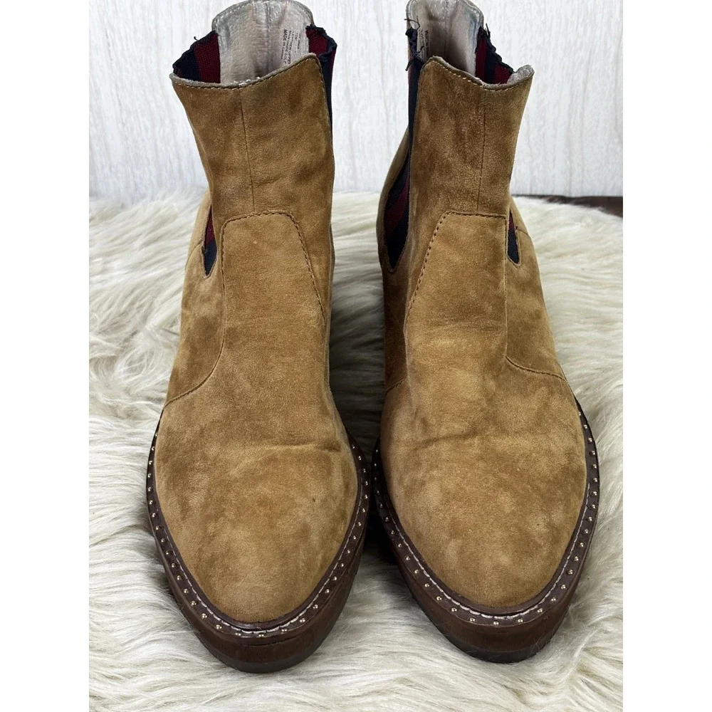 Cecelia NY Gemma Wedge Boots Tan Suede Chelsea Booties Women's 10 Boho Chic